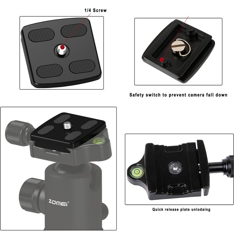ZOMEI Universal Professional Camera Quick Release Plate for Zomei Q666,Q666C,Z699C,Q555,M5,M6,M8,Z818Tripod &Bonfoto B690A,B168 Tripod - Image 2
